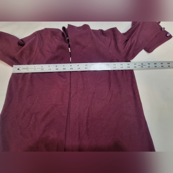EVOLUTION BY CYRUS Ancho Chili Burgandy Open Front Cardigan Sweater Size Small - Picture 7 of 9